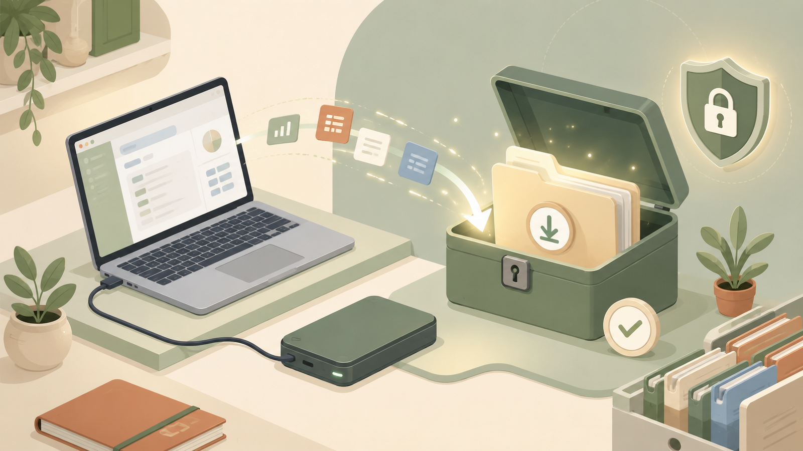 Ilustrasi backup data pembukuan KasKios