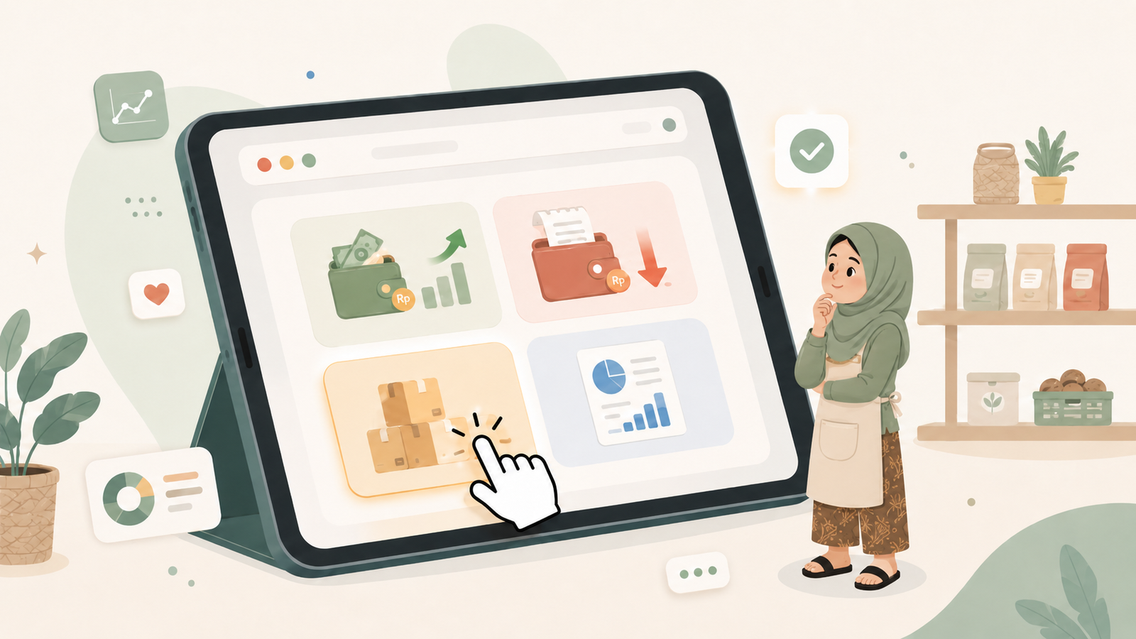 Ilustrasi calon pembeli mencoba demo KasKios